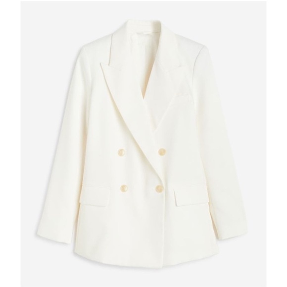 H&M Double Breasted Oversized White Blazer Jacket S - Picture 1 of 9